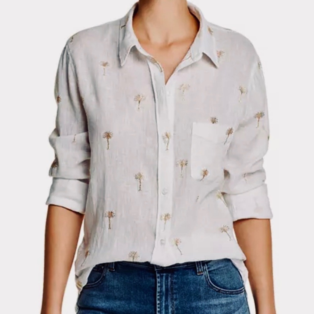 Rails Charli Golden Palms Linen Blend Button Up S… - image 1